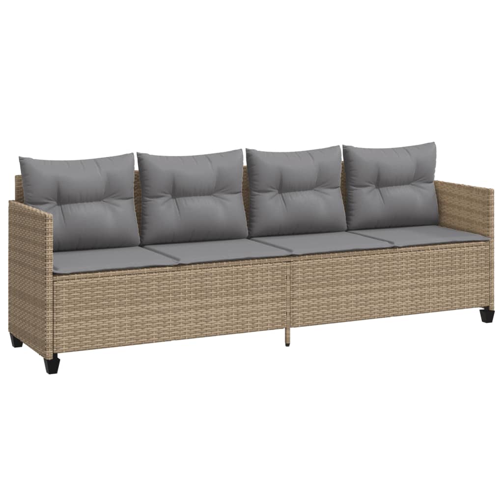 loungesofa med hynder polyrattan beige