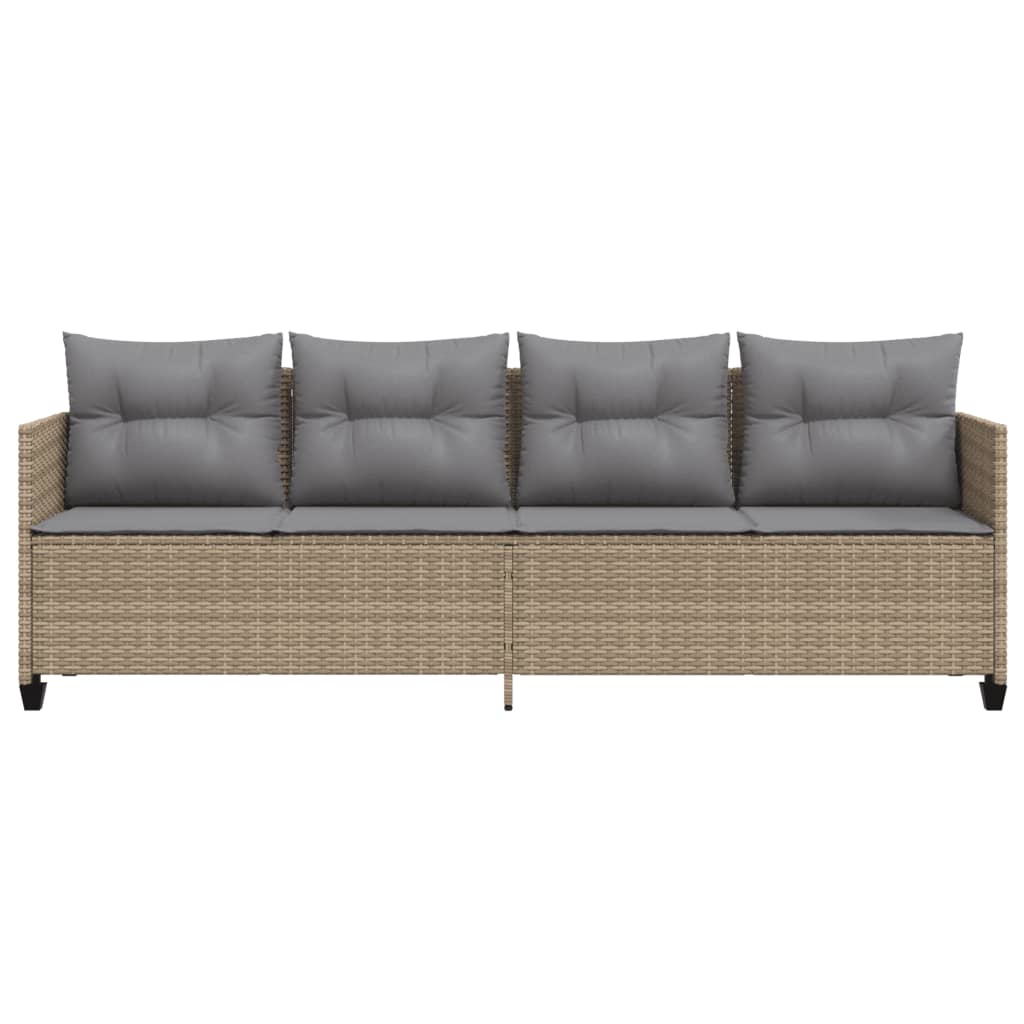 loungesofa med hynder polyrattan beige