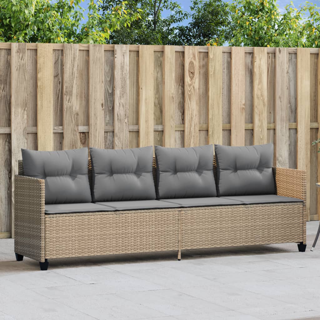 loungesofa med hynder polyrattan beige