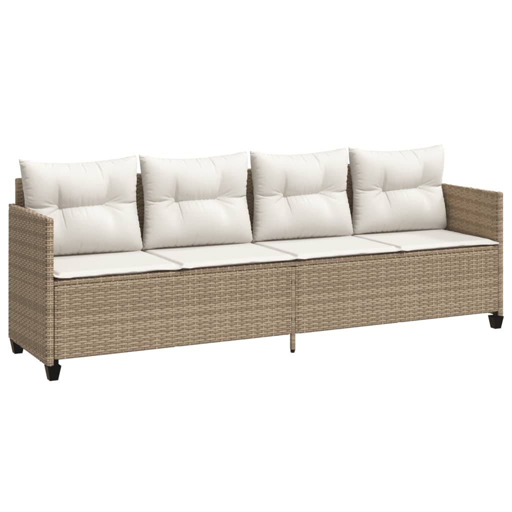 loungesofa med hynder polyrattan beige