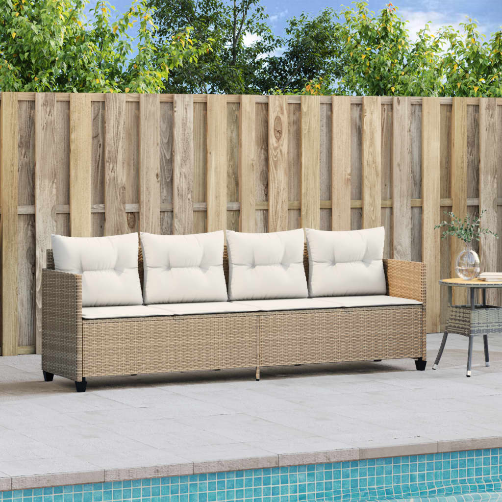 loungesofa med hynder polyrattan beige