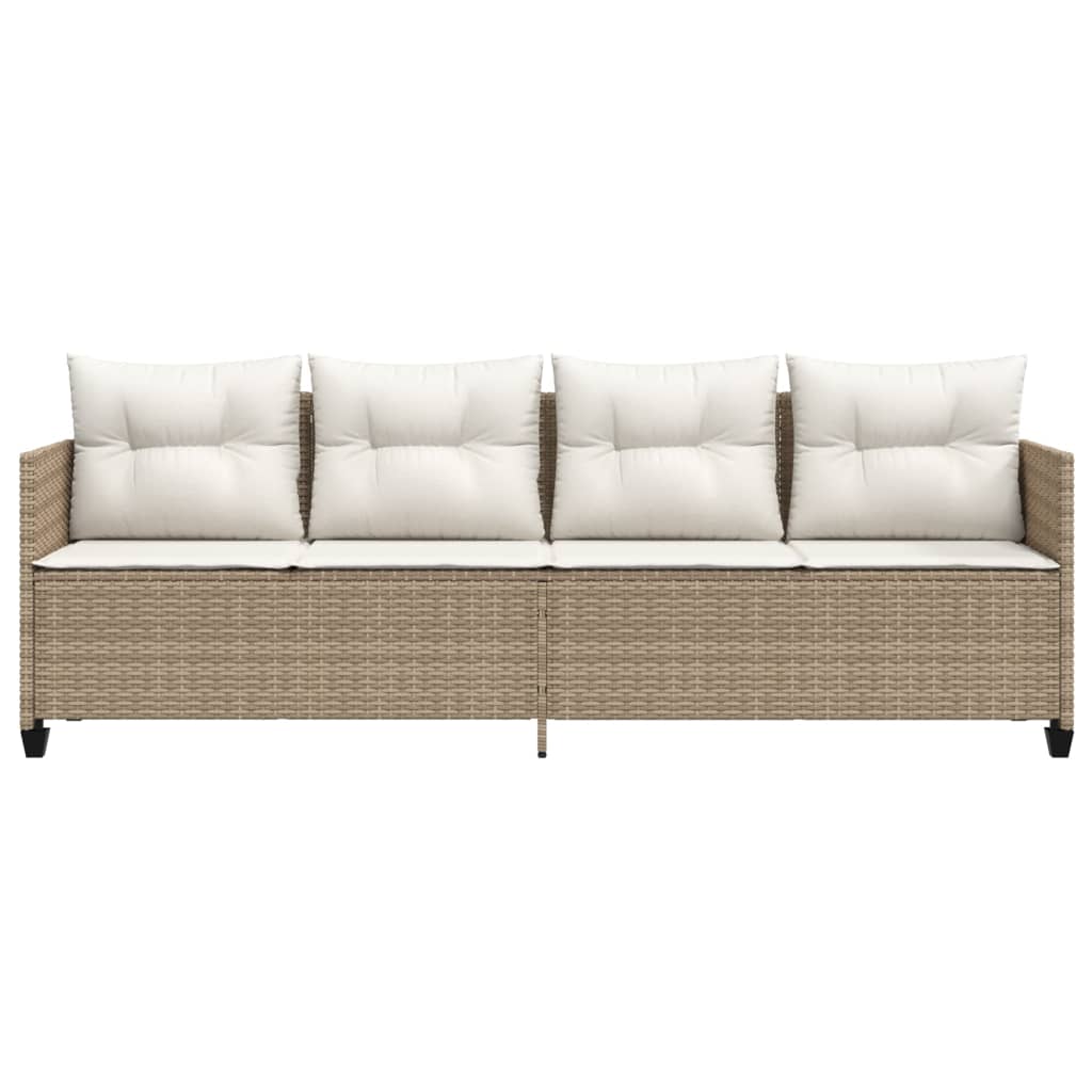 loungesofa med hynder polyrattan beige