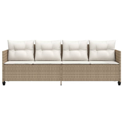 loungesofa med hynder polyrattan beige