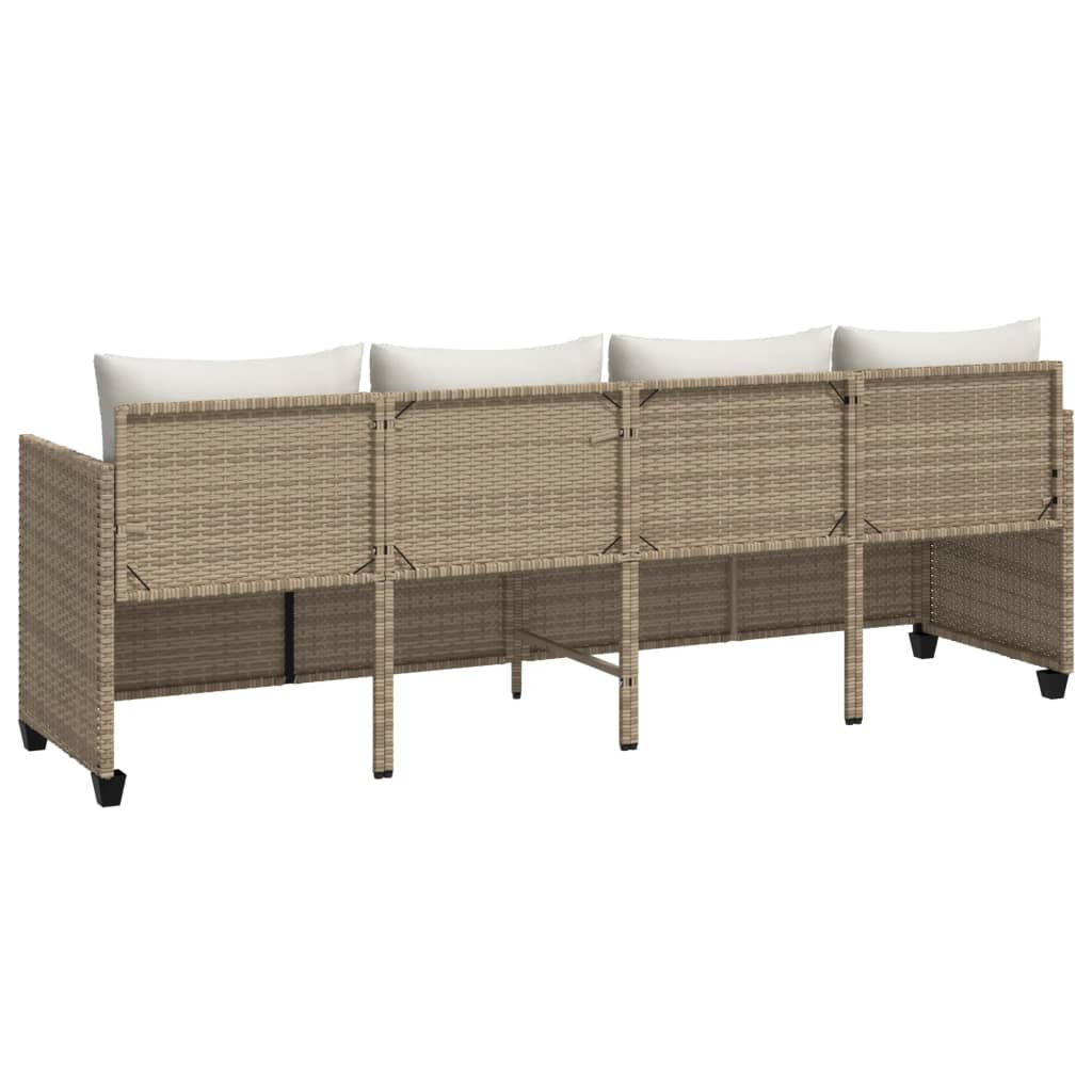 loungesofa med hynder polyrattan beige