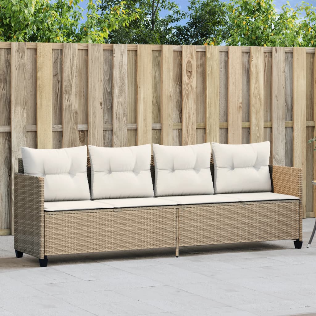 loungesofa med hynder polyrattan beige