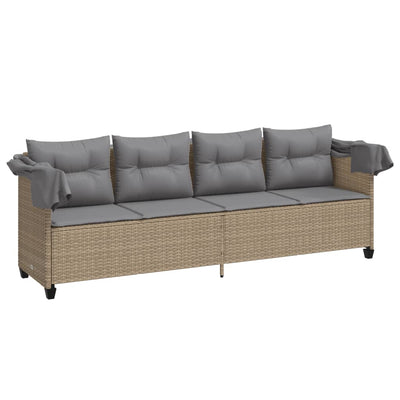 loungesofa med baldakin og hynder polyrattan beige