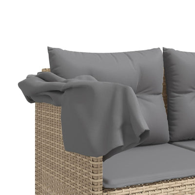 loungesofa med baldakin og hynder polyrattan beige