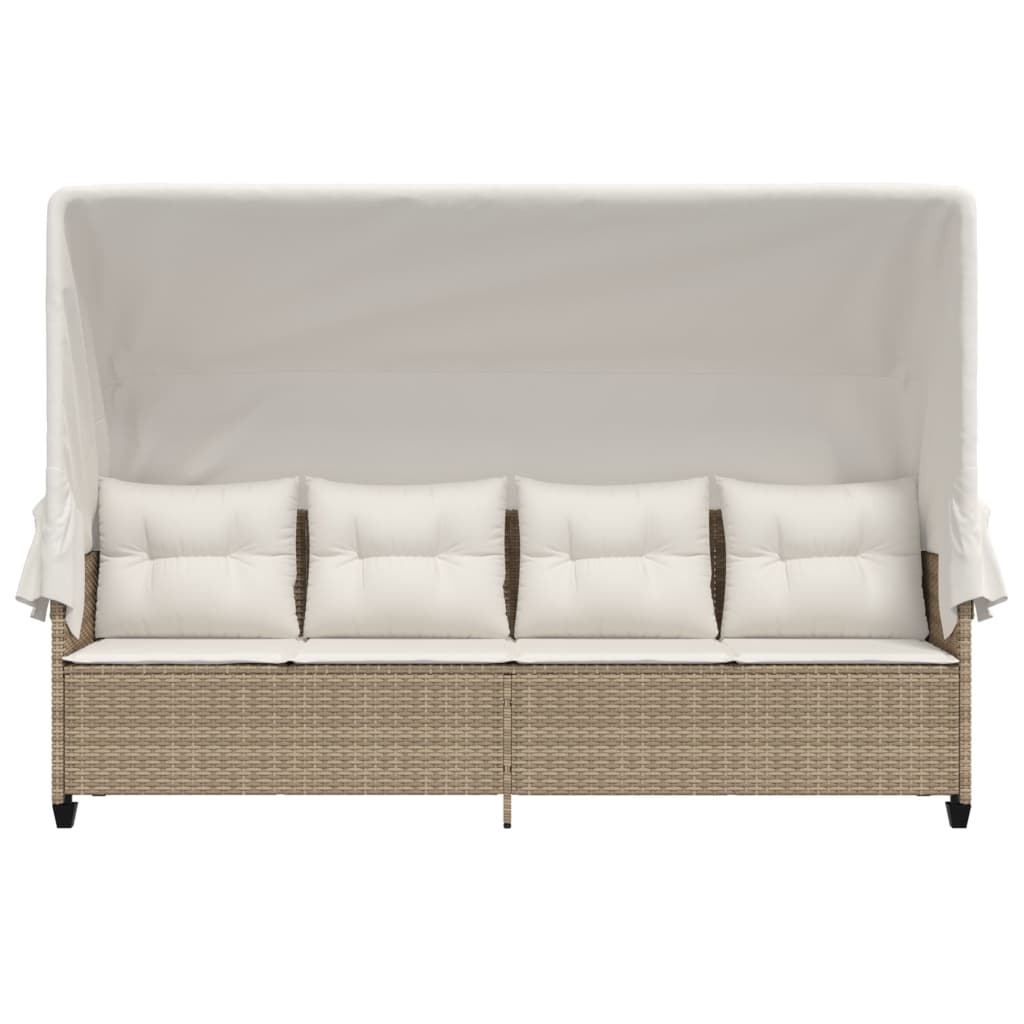 loungesofa med baldakin og hynder polyrattan beige