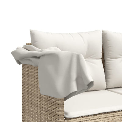 loungesofa med baldakin og hynder polyrattan beige