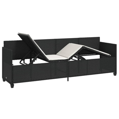 loungesofa med hynder polyrattan sort