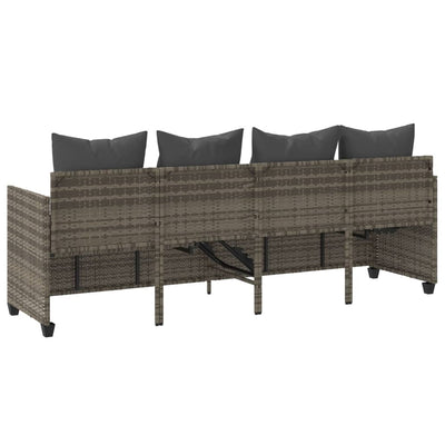 loungesofa med hynder polyrattan grå