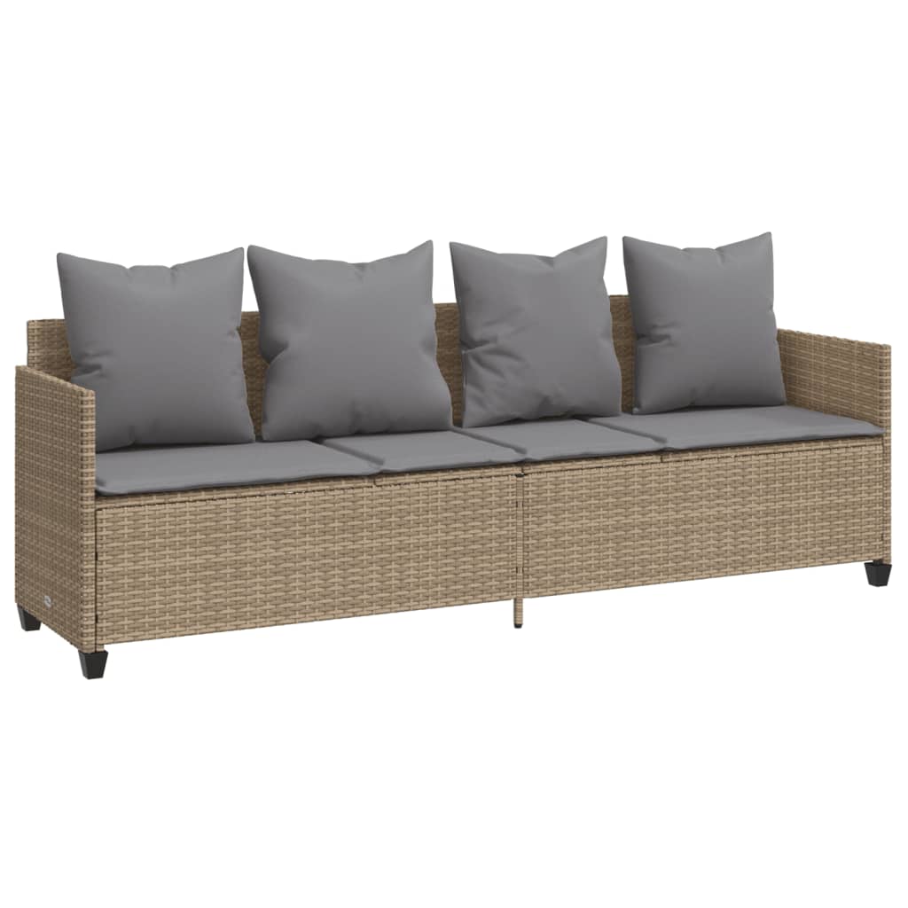 loungesofa med hynder polyrattan beige