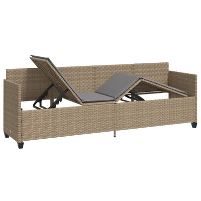 loungesofa med hynder polyrattan beige