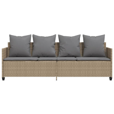 loungesofa med hynder polyrattan beige