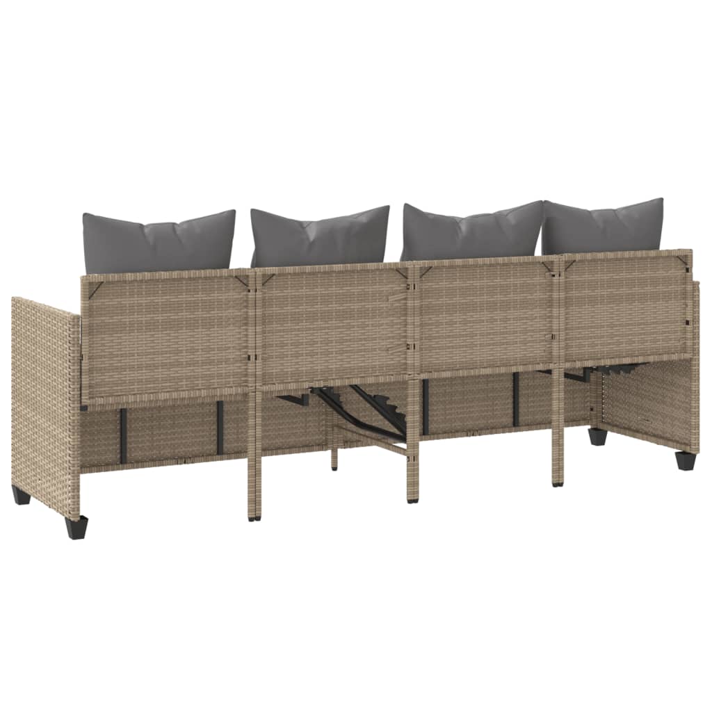 loungesofa med hynder polyrattan beige