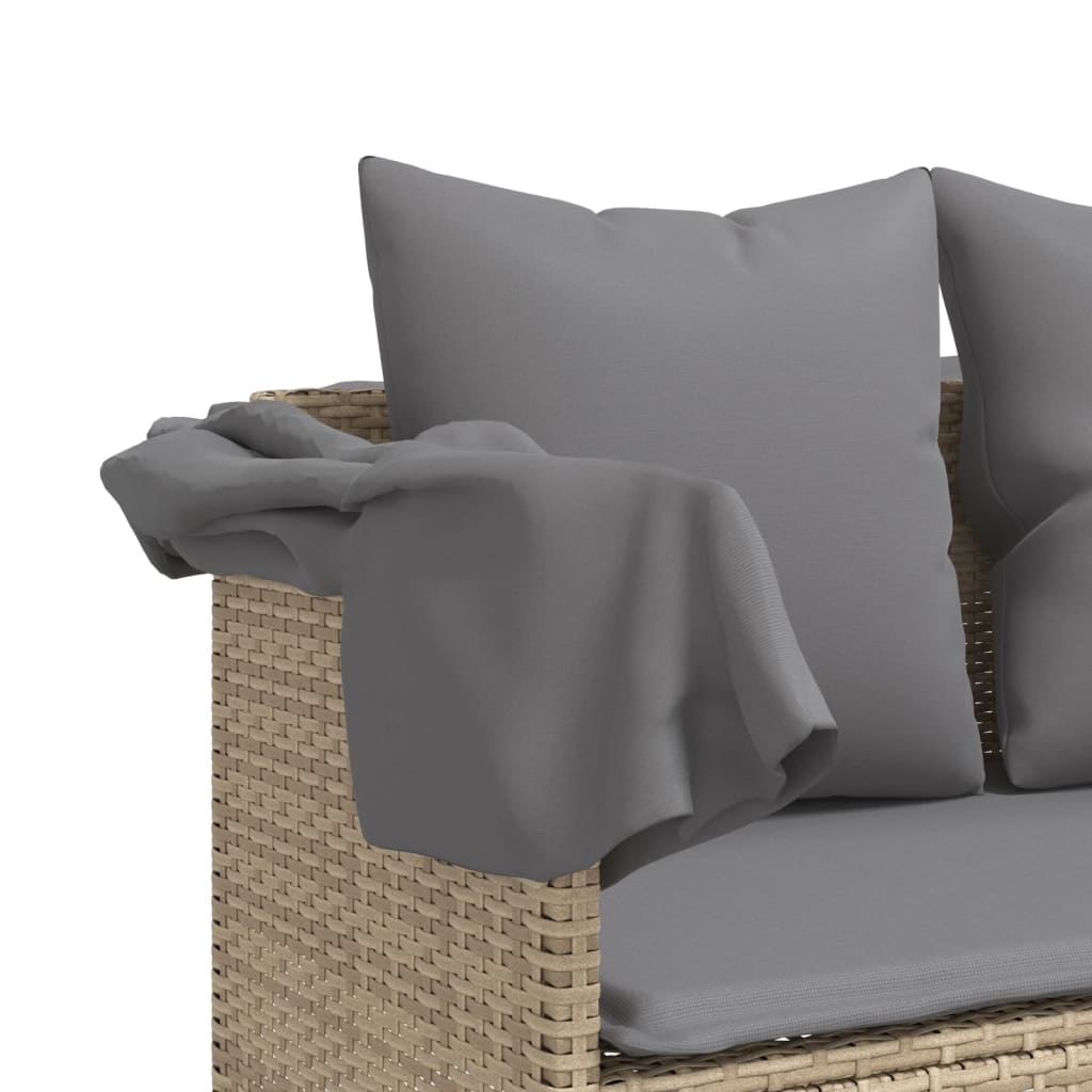 loungesofa med hynder polyrattan beige