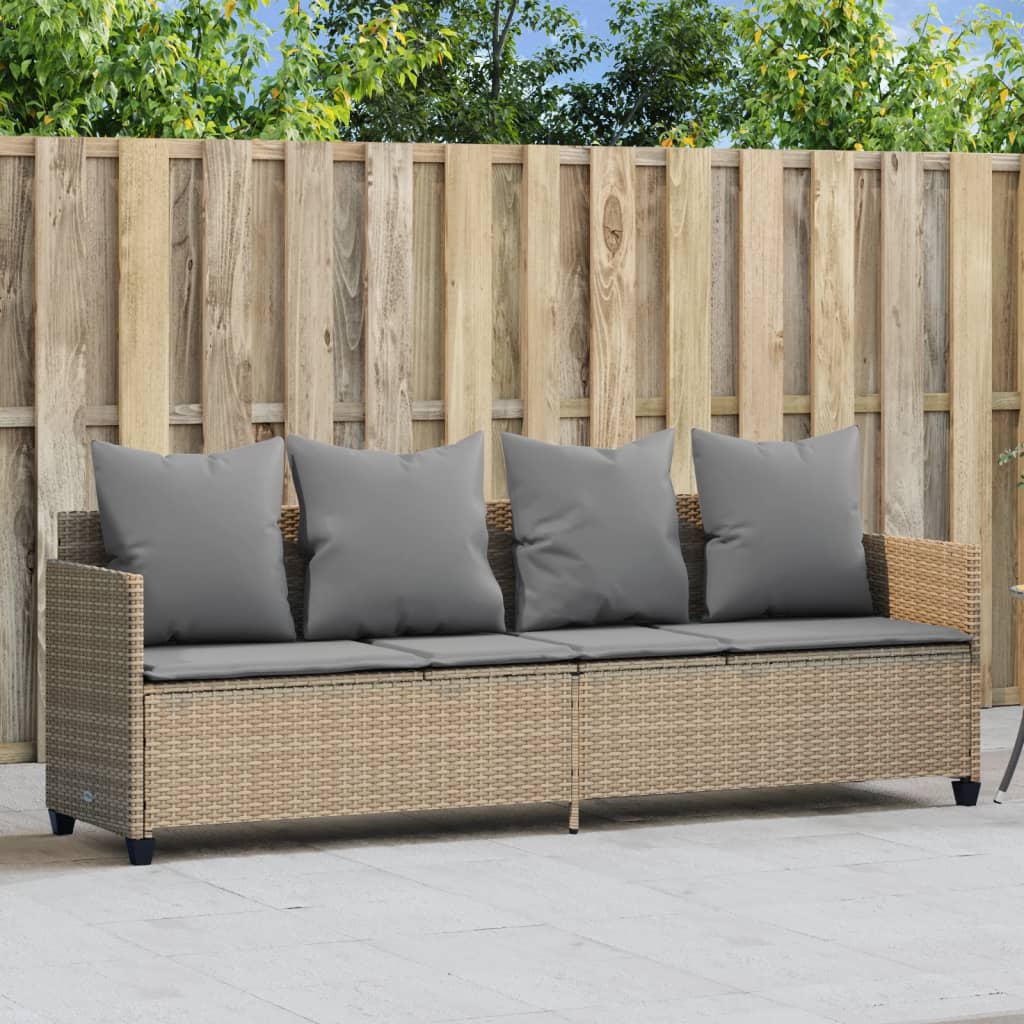 loungesofa med hynder polyrattan beige