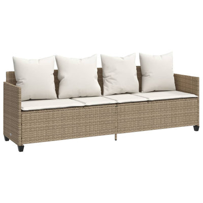 loungesofa med hynder polyrattan beige