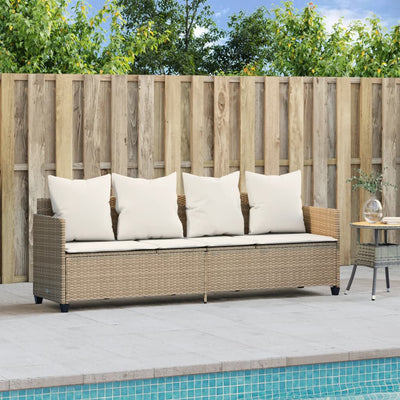 loungesofa med hynder polyrattan beige