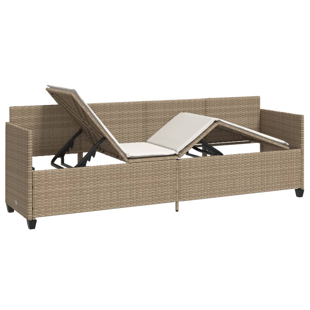 loungesofa med hynder polyrattan beige