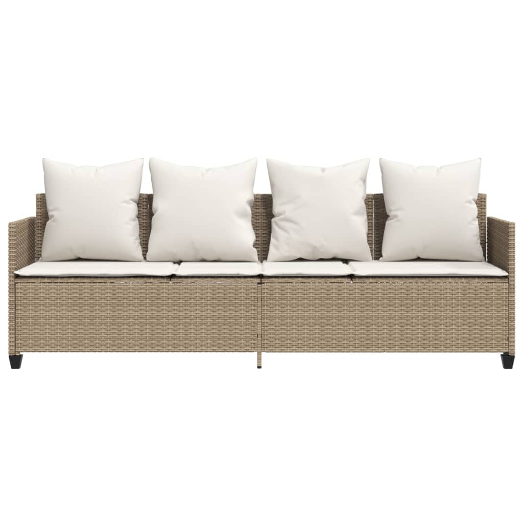 loungesofa med hynder polyrattan beige