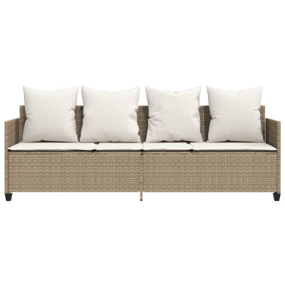 loungesofa med hynder polyrattan beige