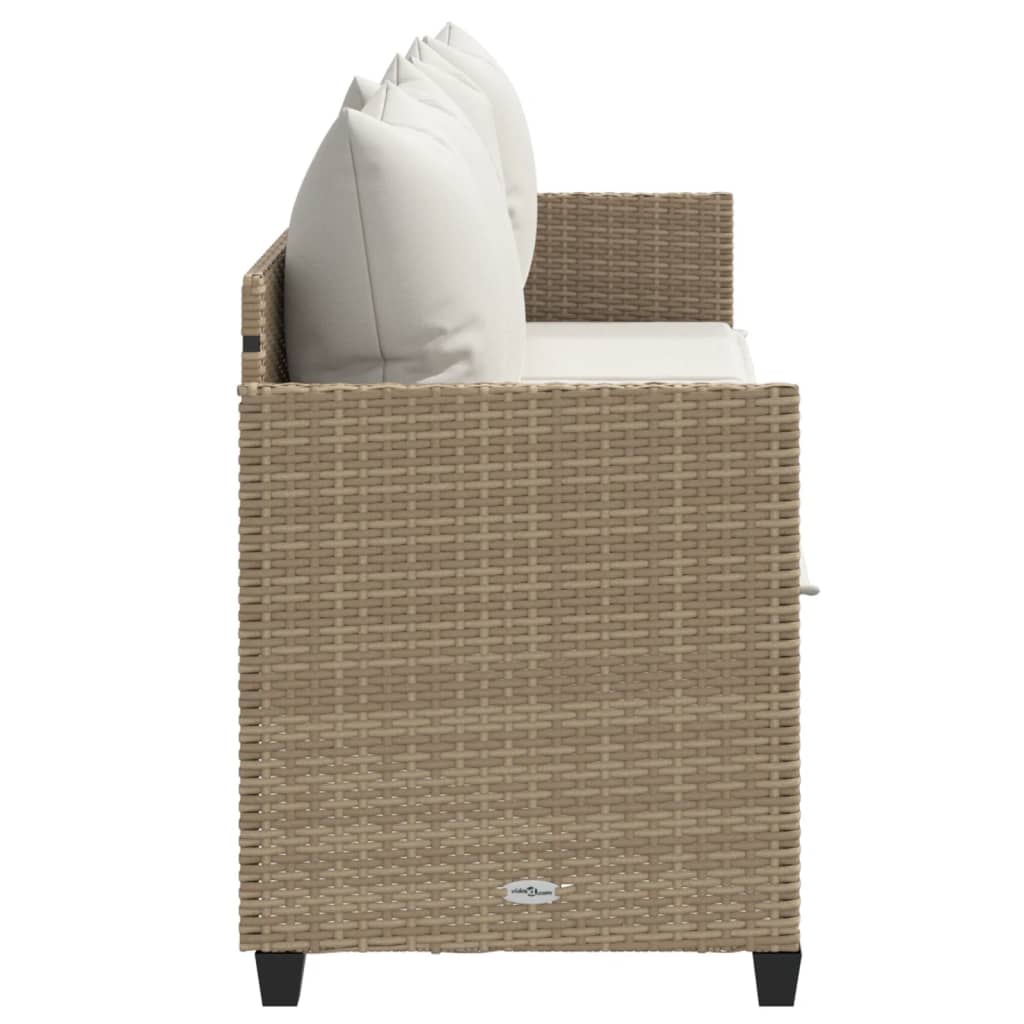 loungesofa med hynder polyrattan beige