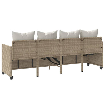 loungesofa med hynder polyrattan beige