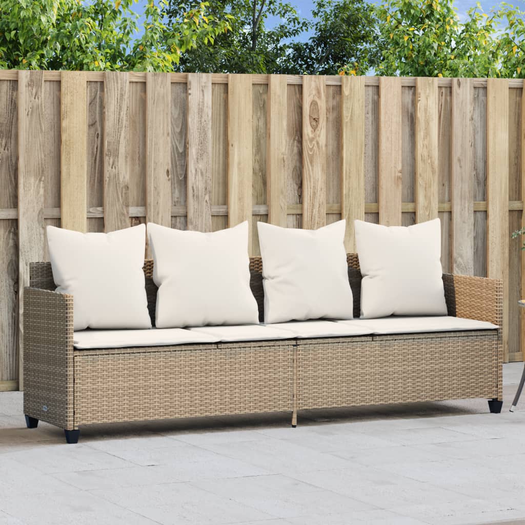 loungesofa med hynder polyrattan beige