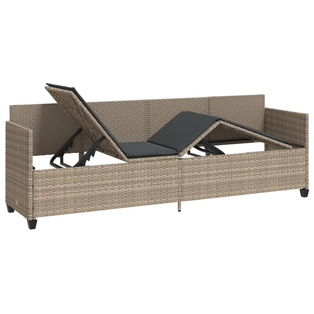 loungesofa med hynder polyrattan lysegrå