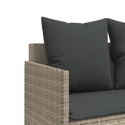 loungesofa med hynder polyrattan lysegrå