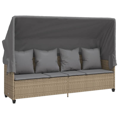 loungesofa med baldakin og hynder polyrattan beige