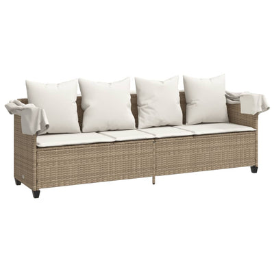 loungesofa med baldakin og hynder polyrattan beige