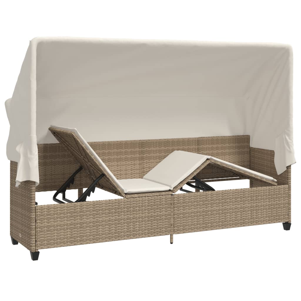 loungesofa med baldakin og hynder polyrattan beige