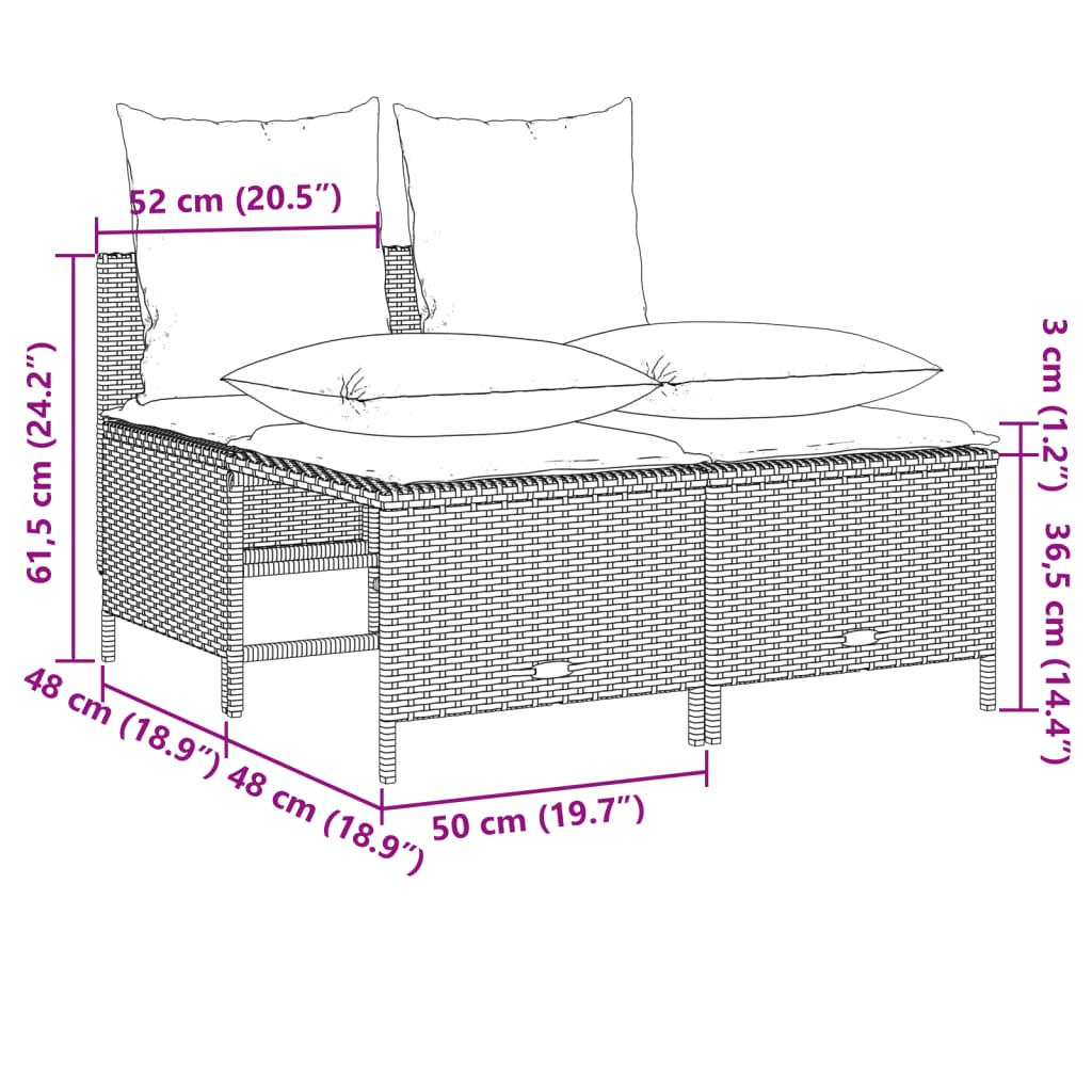 sofasæt til haven 4 dele med hynder polyrattan sort