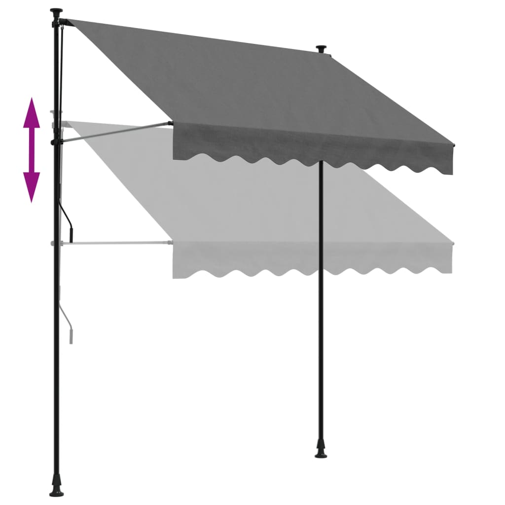 markise 200x150 cm sammenrullelig stof og stål antracitgrå