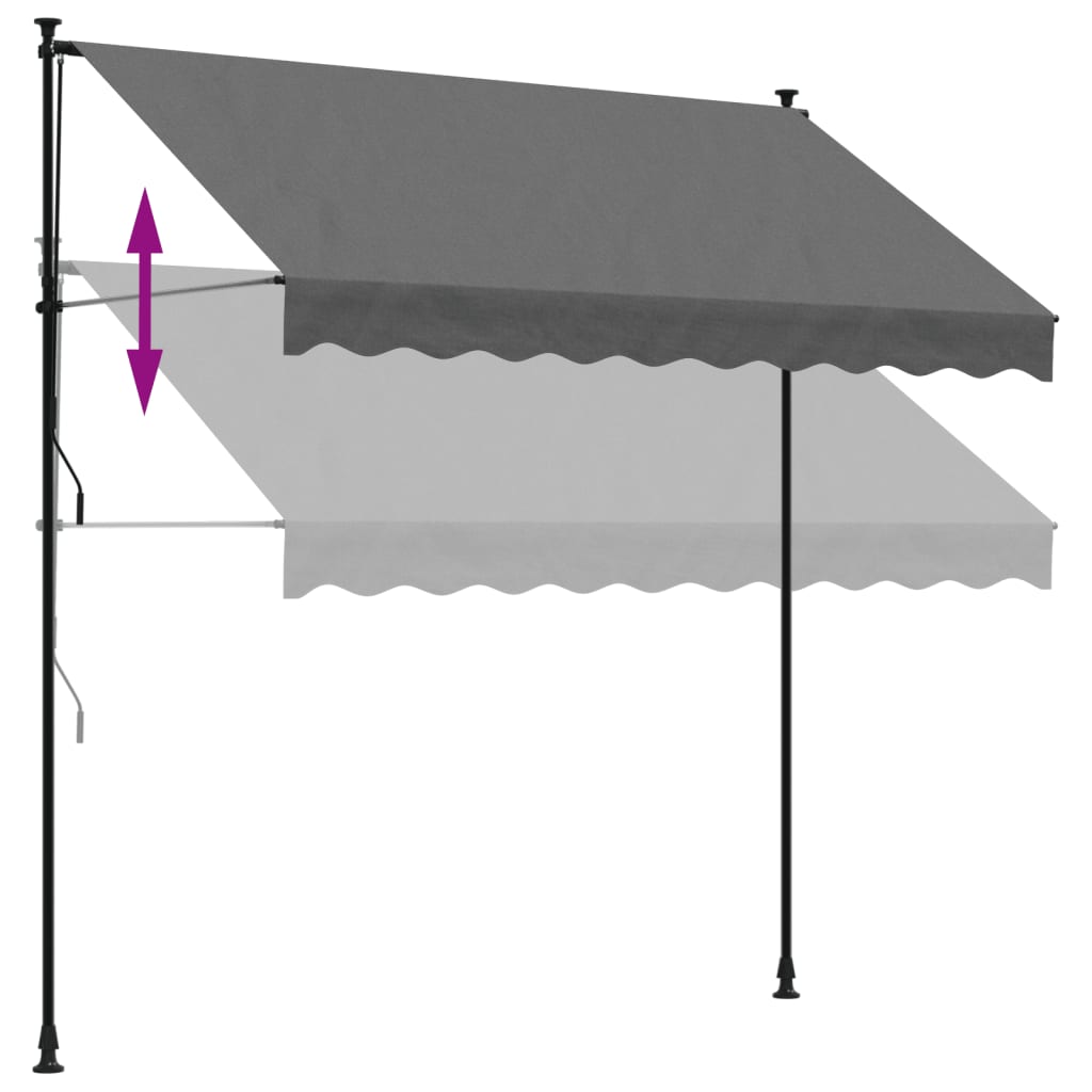 markise 250x150 cm sammenrullelig stof og stål antracitgrå