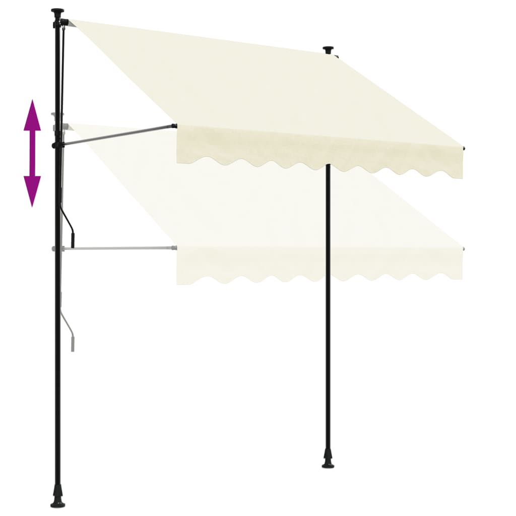 markise 200x150 cm sammenrullelig stof og stål cremefarvet