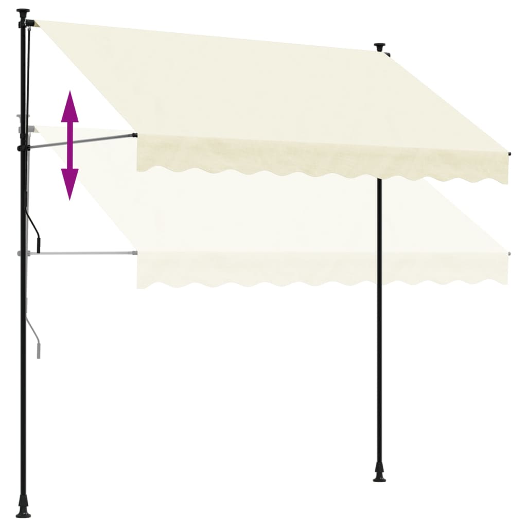 markise 250x150 cm sammenrullelig stof og stål cremefarvet