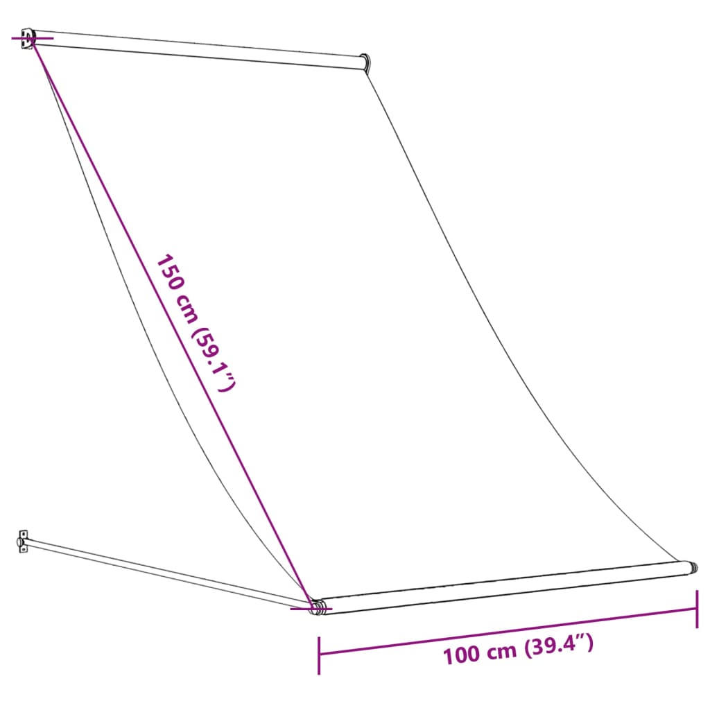 markise 100x150 cm sammenrullelig stof og stål antracitgrå