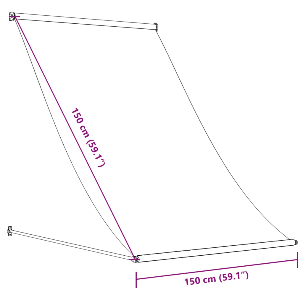 markise 150x150 cm sammenrullelig stof og stål antracitgrå