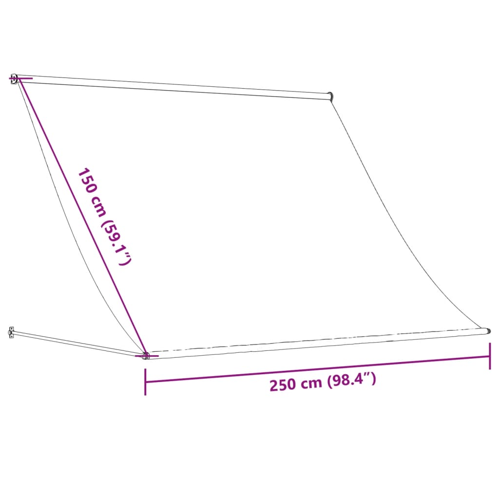 markise 250x150 cm sammenrullelig stof og stål cremefarvet