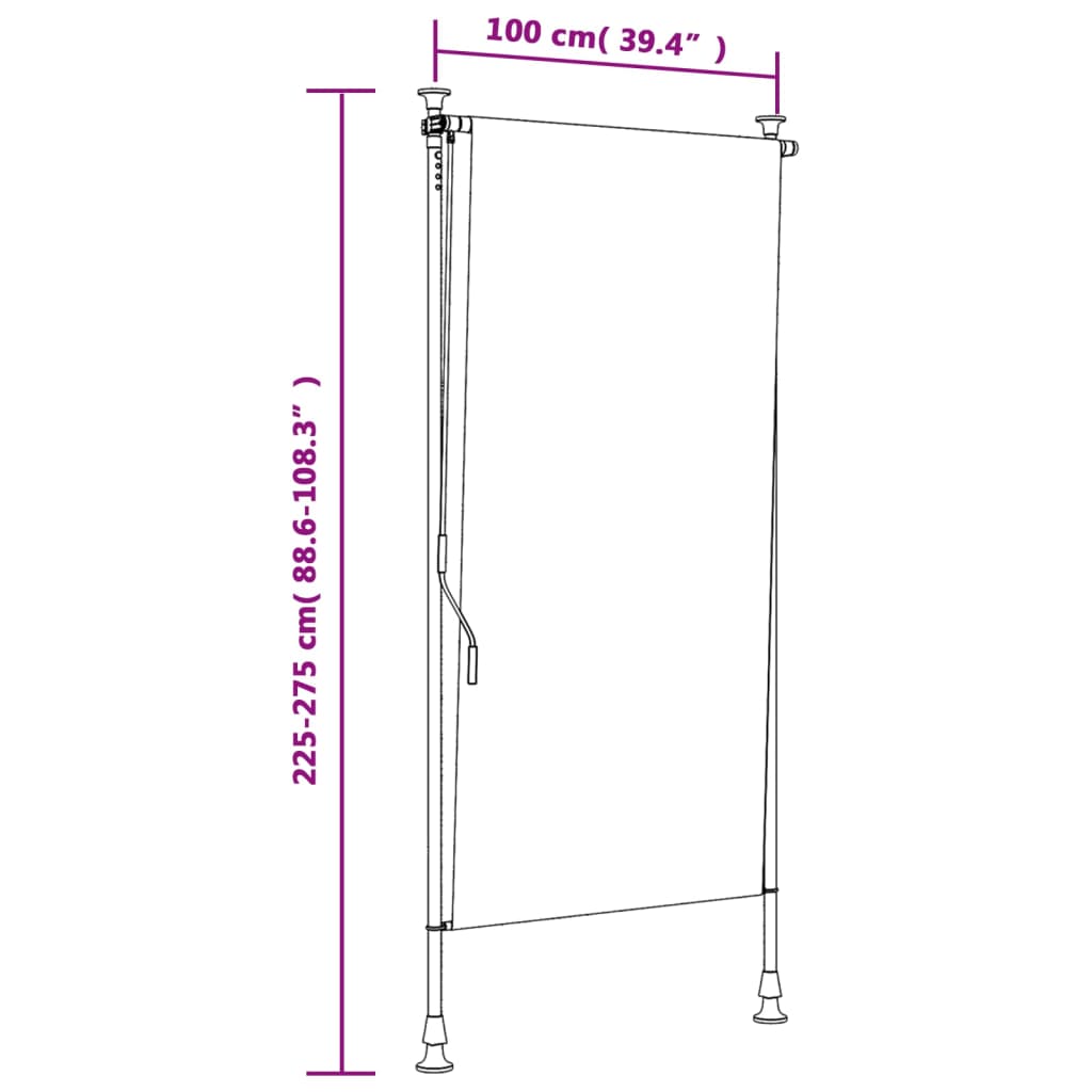 udendørs rullegardin 100x270 cm stof og stål blå og hvid