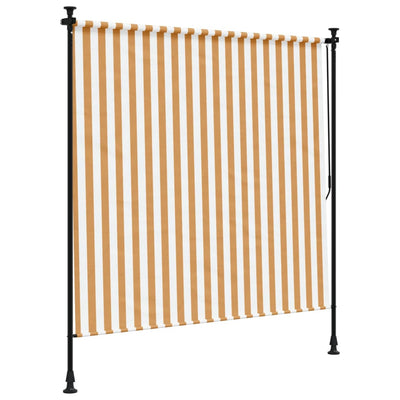 udendørs rullegardin 150x270 cm stof og stål orange og hvid