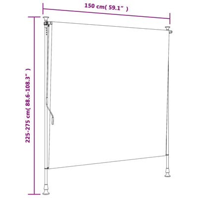 udendørs rullegardin 150x270 cm stof og stål gul og hvid