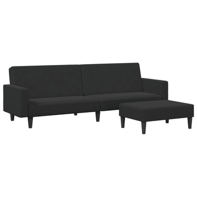 2-personers sovesofa med fodskammel velour sort