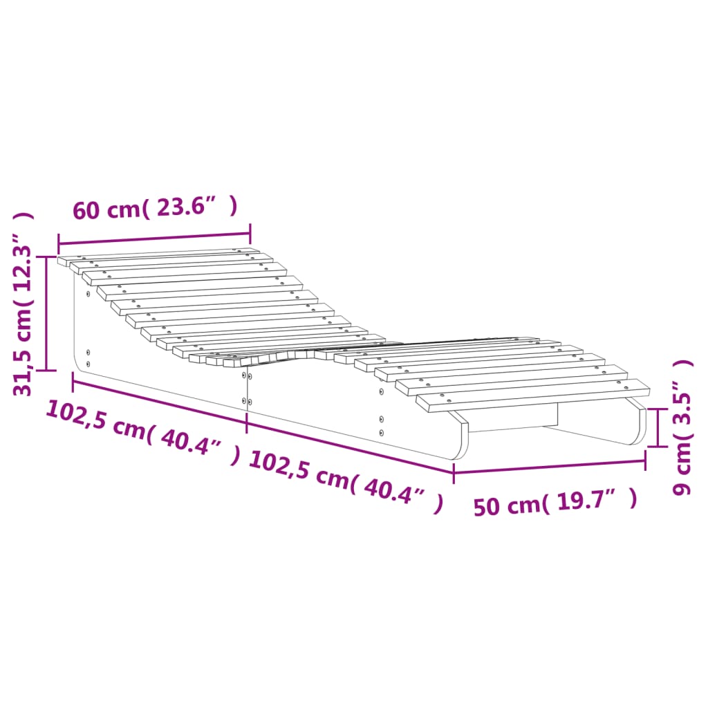 liggestole 2 stk. 205x60x31,5 cm massivt fyrretræ