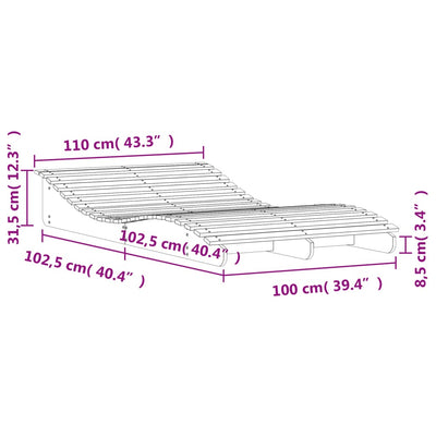 liggestol 205x110x31,5 cm massivt fyrretræ hvid