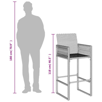 udendørs barstole 2 stk. polyrattan grå