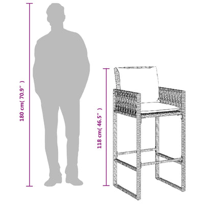 udendørs barstole med hynder 2 stk. polyrattan brun